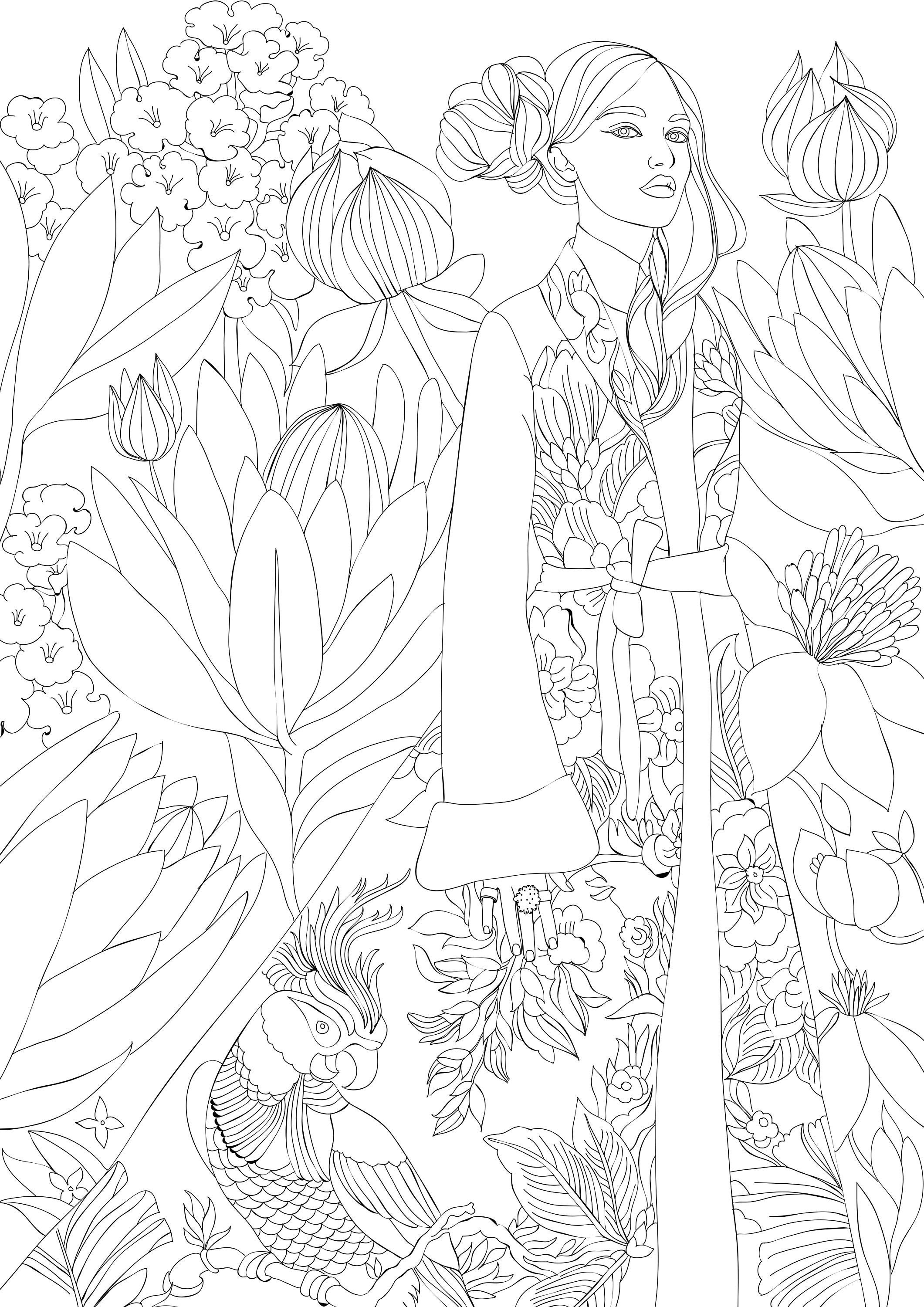 Printable fashion coloring pages png a transparent