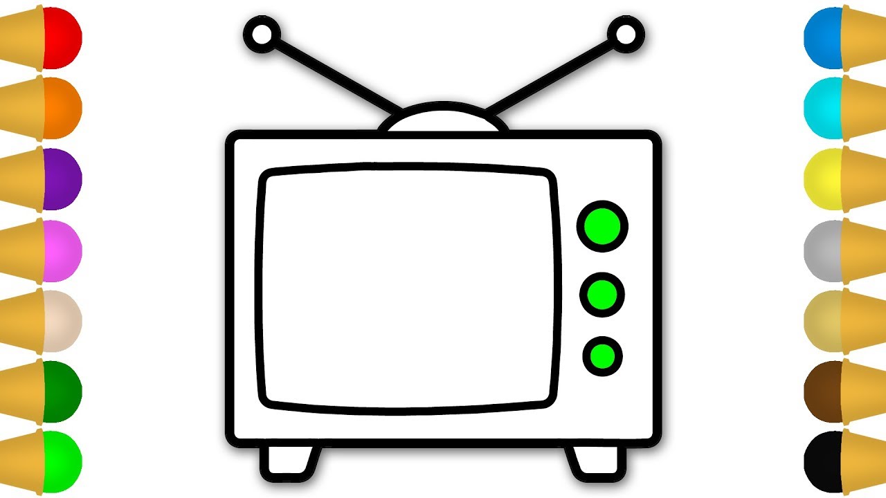 Coloring grandpas old tv for kids