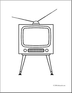 Clip art old television coloring page i