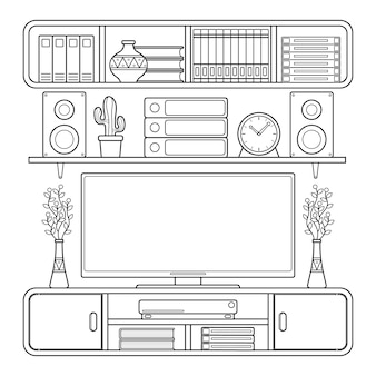 Tv coloring pages vectors illustrations for free download