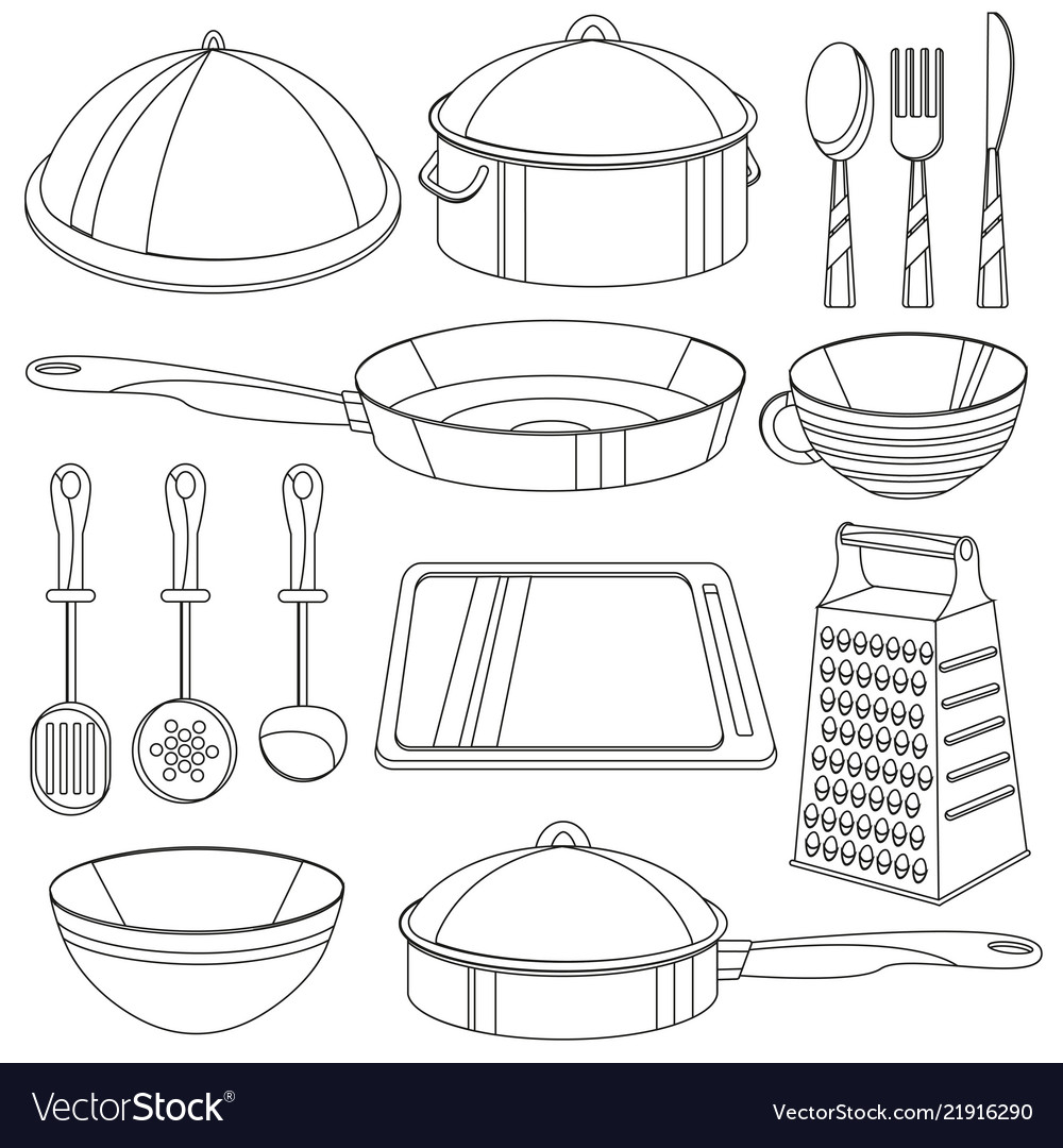 Kitchenware coloring book royalty free vector image