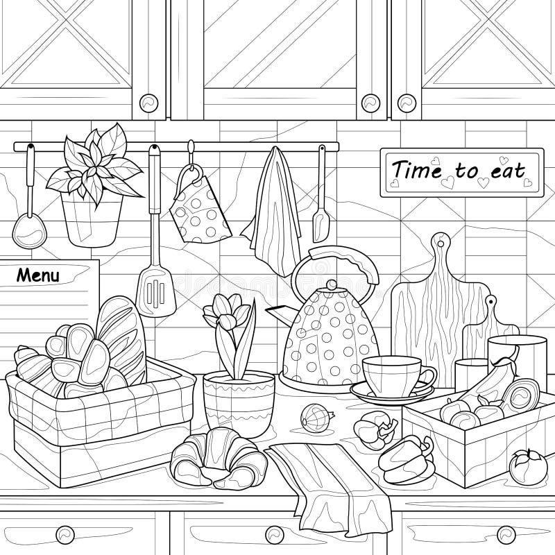 Utensils coloring stock illustrations â utensils coloring stock illustrations vectors clipart