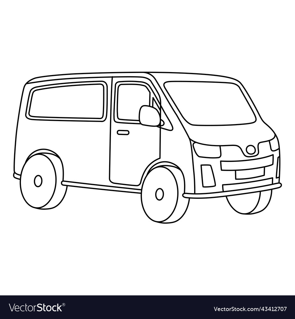Van vehicle coloring page for kids royalty free vector image