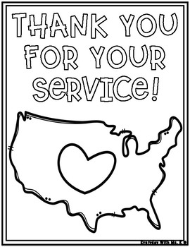 Veterans day memorial day thank you for your service cards coloring page pack