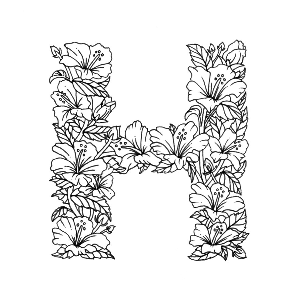 Alphabet with flowers coloring pages download and print