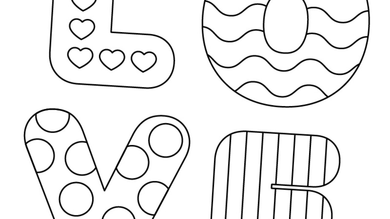 Printable love word coloring page