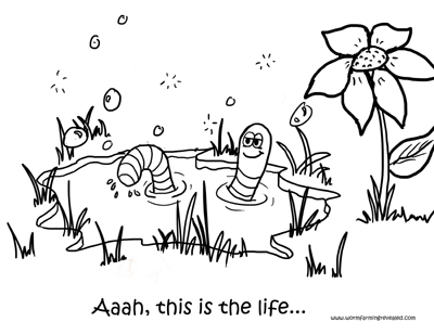 Worm bath coloring page