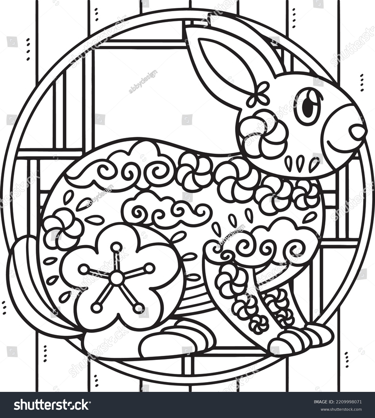 Rabbit mandala year rabbit coloring page stock vector royalty free