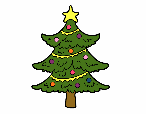 Dibujo de ãrbol de navidad decorado pintado por en el dãa