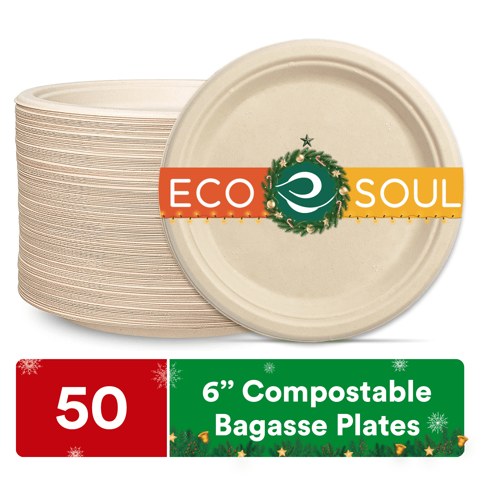 Eco soul postable inch bagasse paper plates counts heavy
