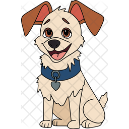 Dog with little dog colored outline icons