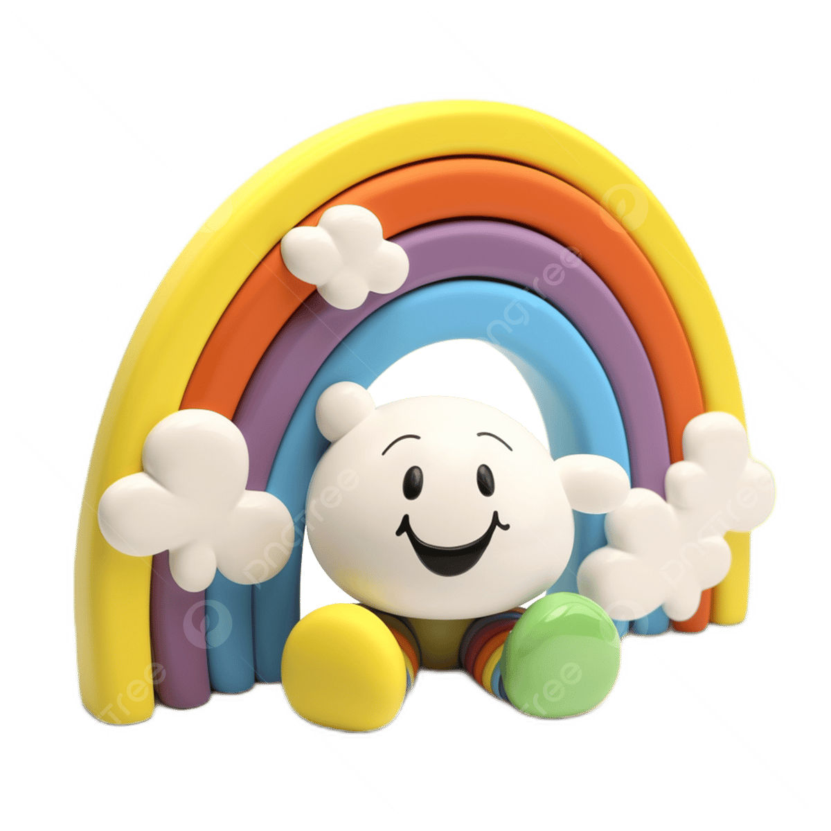 Rainbow character cloud clay cartoon rainbow character clay png transparent image and clipart for free download