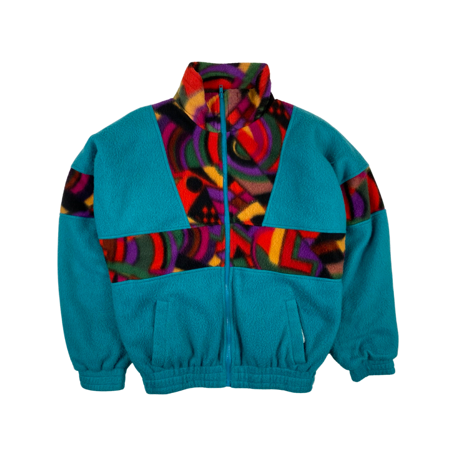 Vintage aztec fleece crazy print jacket multicolored size m