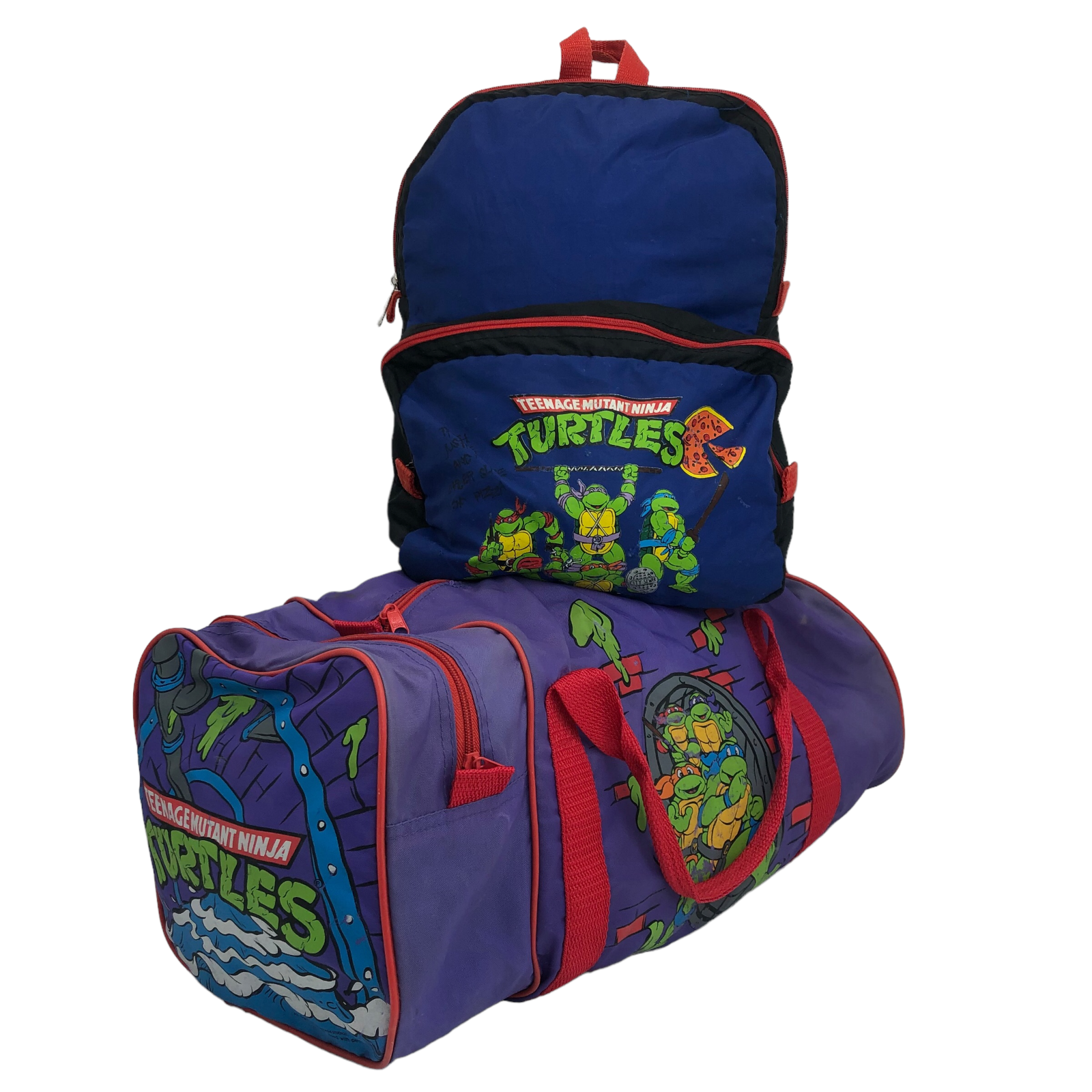 Teenage mutant ninja turtles vtg s duffle bag and snack pack lot of