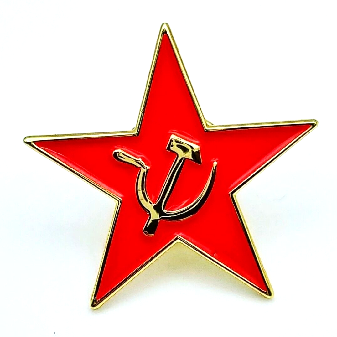 Red star hammer sickle enamel pin badge