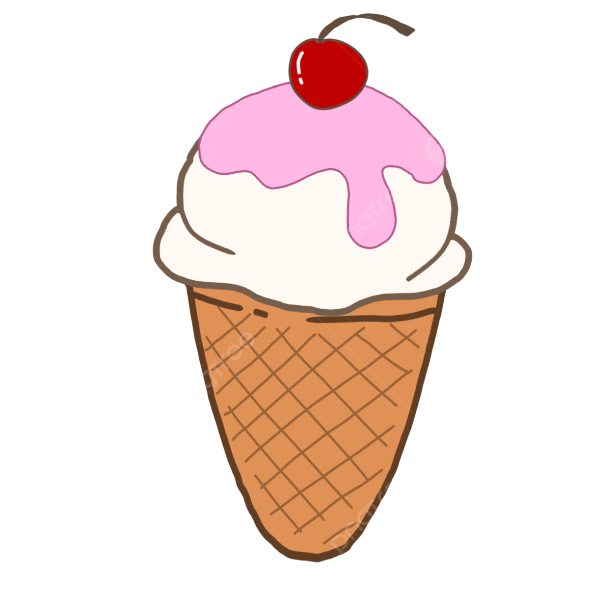 Strawberry vanilla ice cream cone ice cream ice cream cone cone png transparent clipart image and psd file for free download
