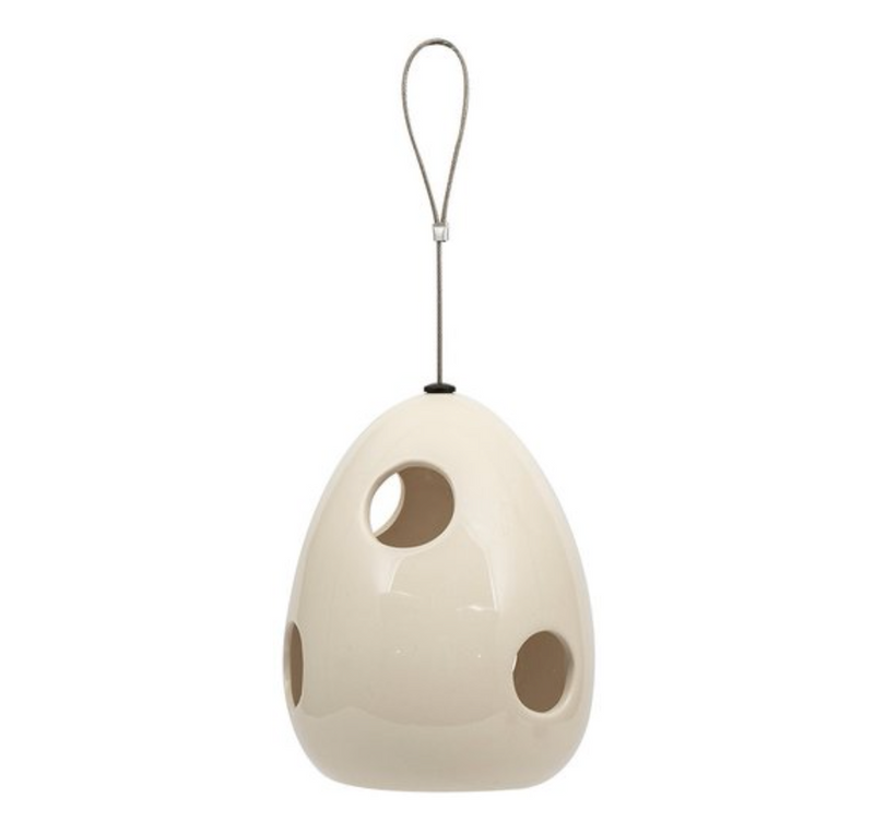 Porcelain egg shaped bird house