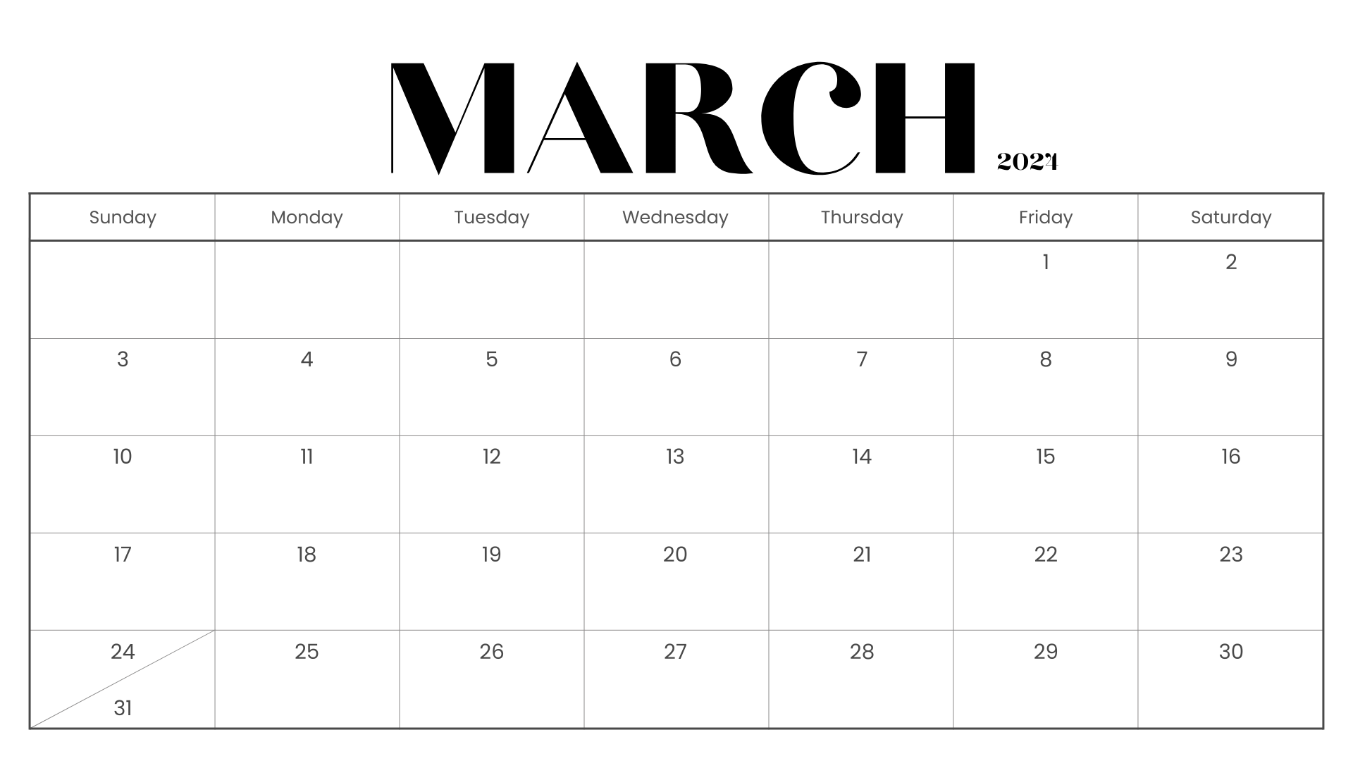 Free printable march calendar templates