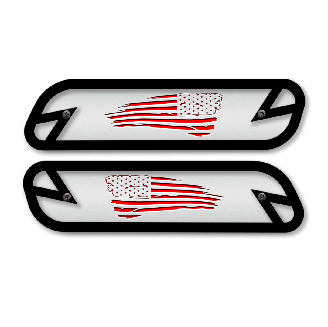 Tattered flag hood emblem replacements