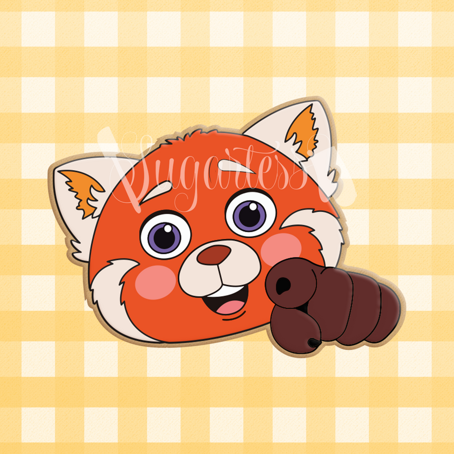 Red panda cartoon character head with pointing hand cookie cutter shopify â cutters