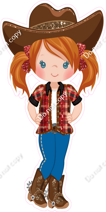 Red hair cowgirl w variants sign swag usa