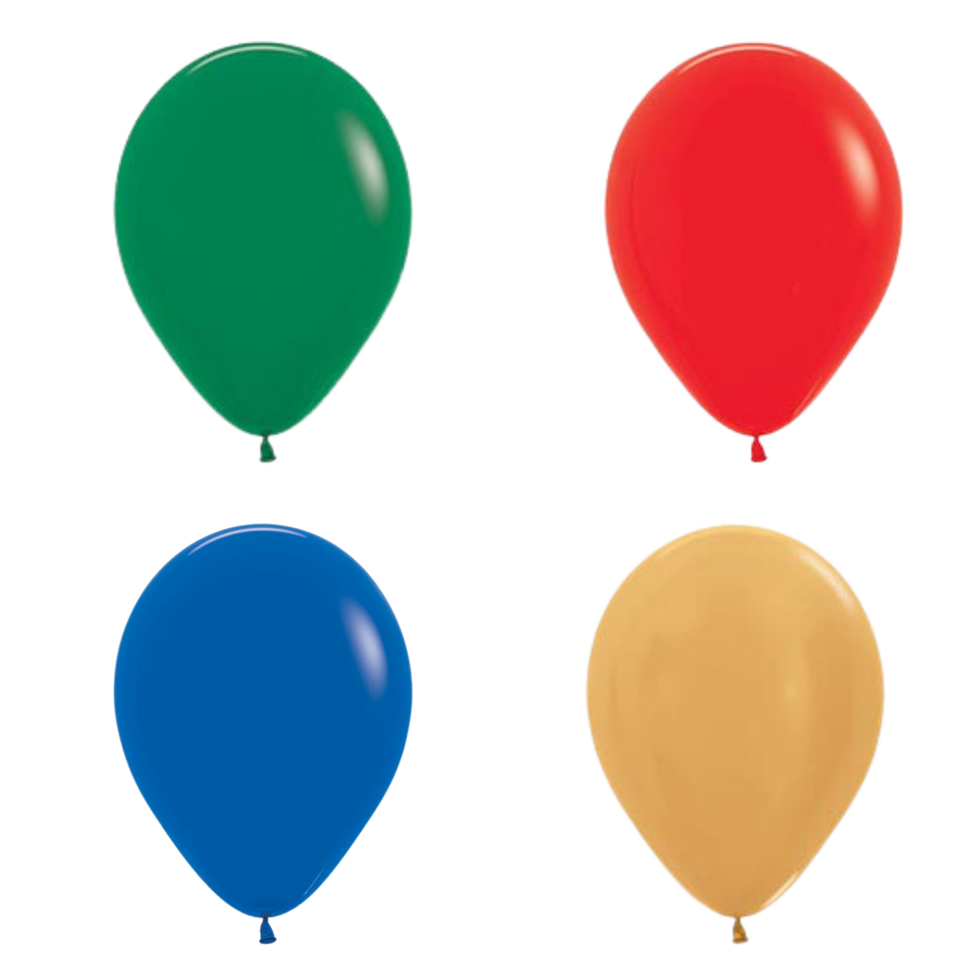 Latex party balloons yellow green blue red pack