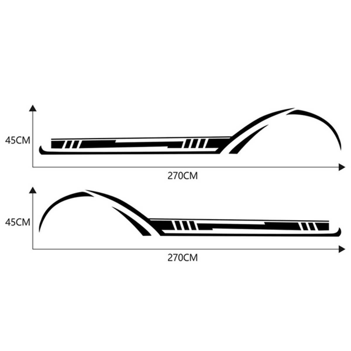 Pcs r body side skirts stripe graphics vinyl sticker racing sport del black