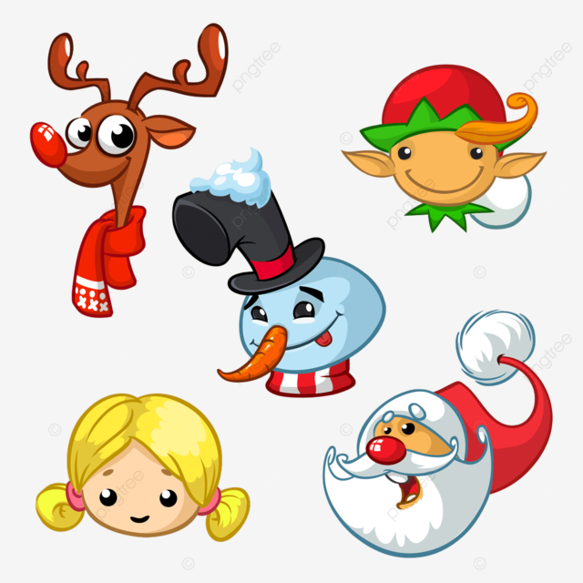 Christmas cartoon characters clipart transparent png hd set of cartoon christmas characters deer and background png image for free download