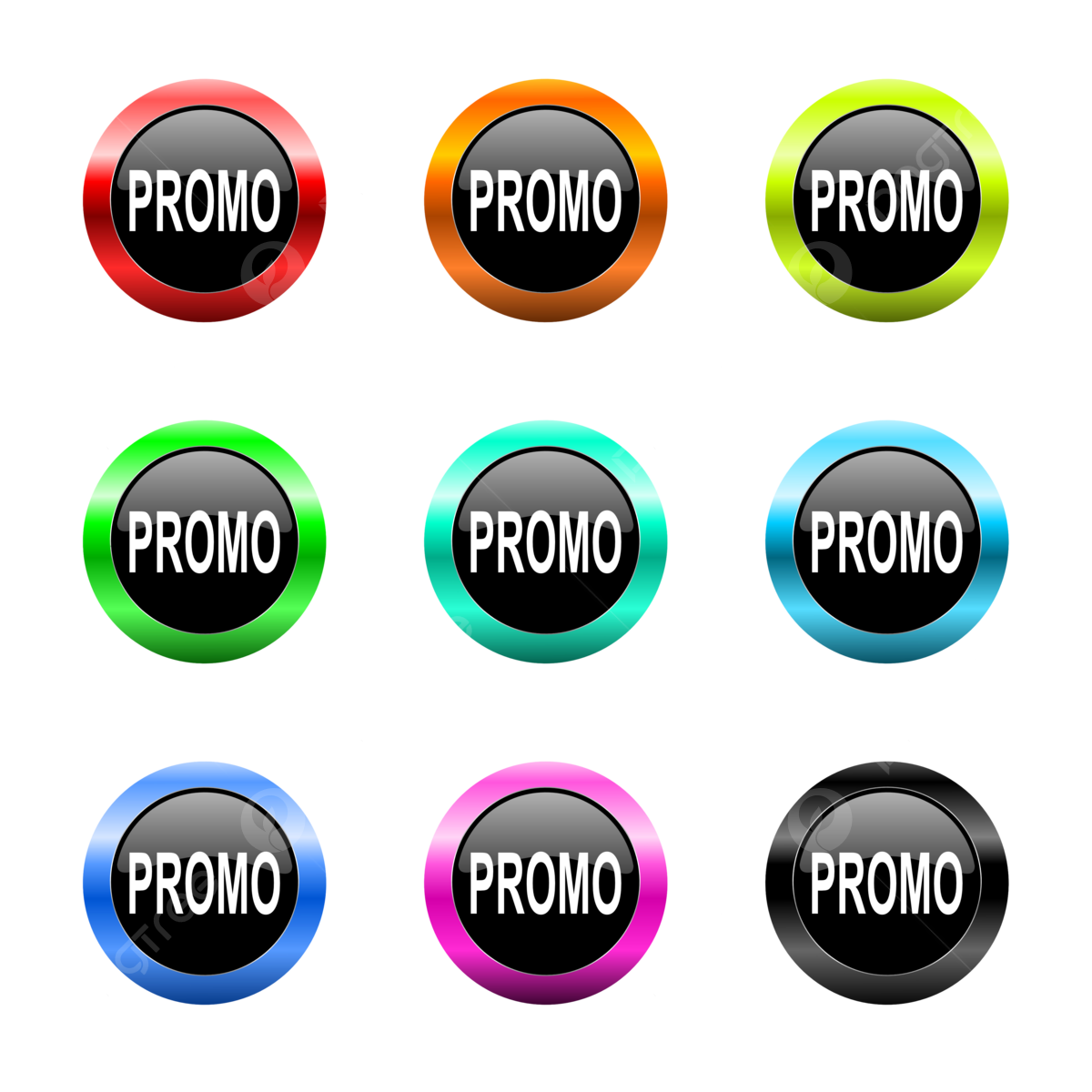 Promo web icons set tag announcement retail trade png transparent image and clipart for free download
