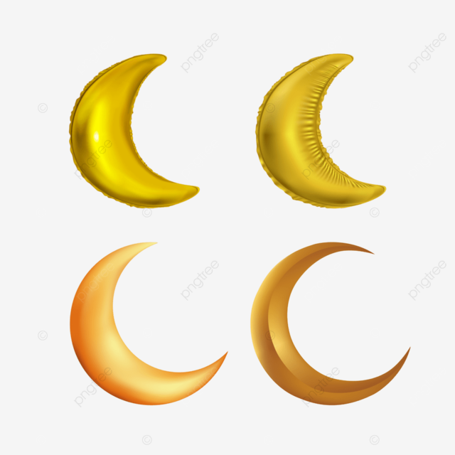 D luna creciente dorada y efecto globo media luna aislada sobre fondo blanco png lunar y ilustraciãn png y vector para dcargar gratis