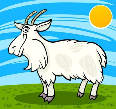 Throw pillow hairy goat farm animal cartoon illustration