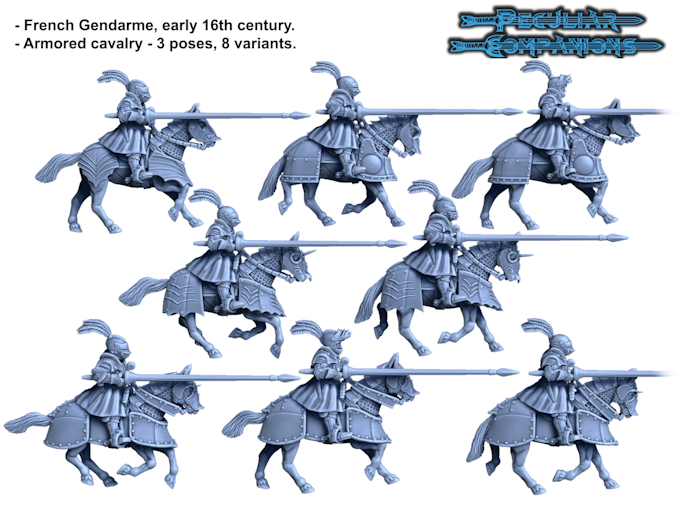 Kingdom of france gendarmes heavy cavalry mm stl models by joy games interactive â