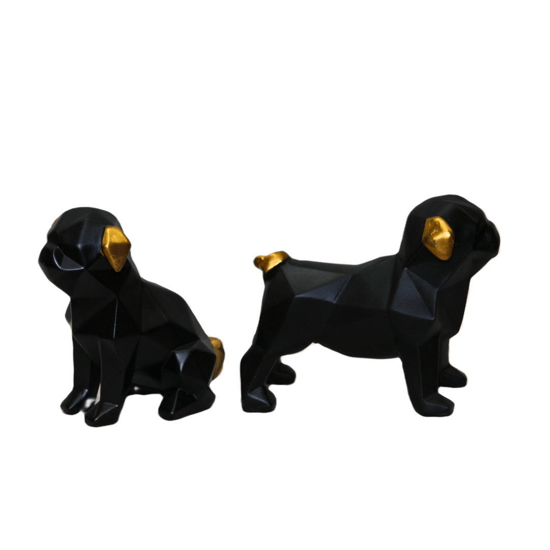Handicrafts resin black pair of dog showpiece for hoe decor