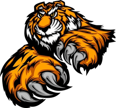 Wall decal tiger mascot body with paws and claws