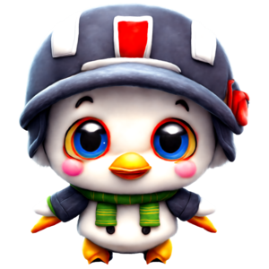 Download adorable cartoon penguin with helmet and scarf png online
