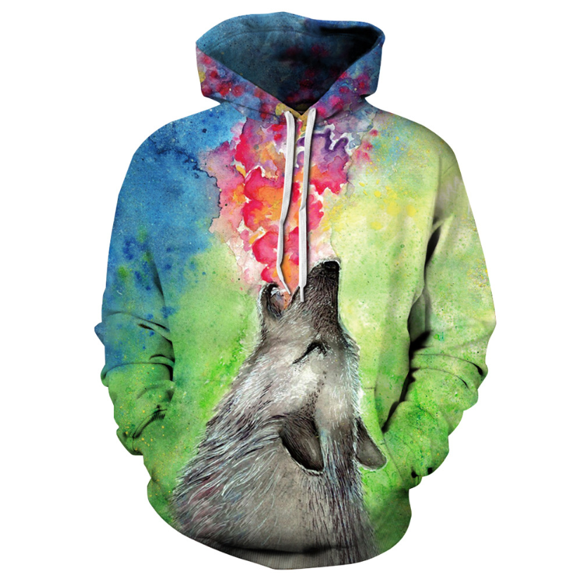 Womenmen galaxy space wolf d print casual hoodies hoodie sweatshirt top