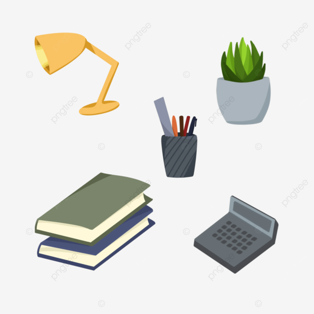 Study table equipment book lamp calculator flower pen book study lamp calculator png transparent clipart image and psd file for free download