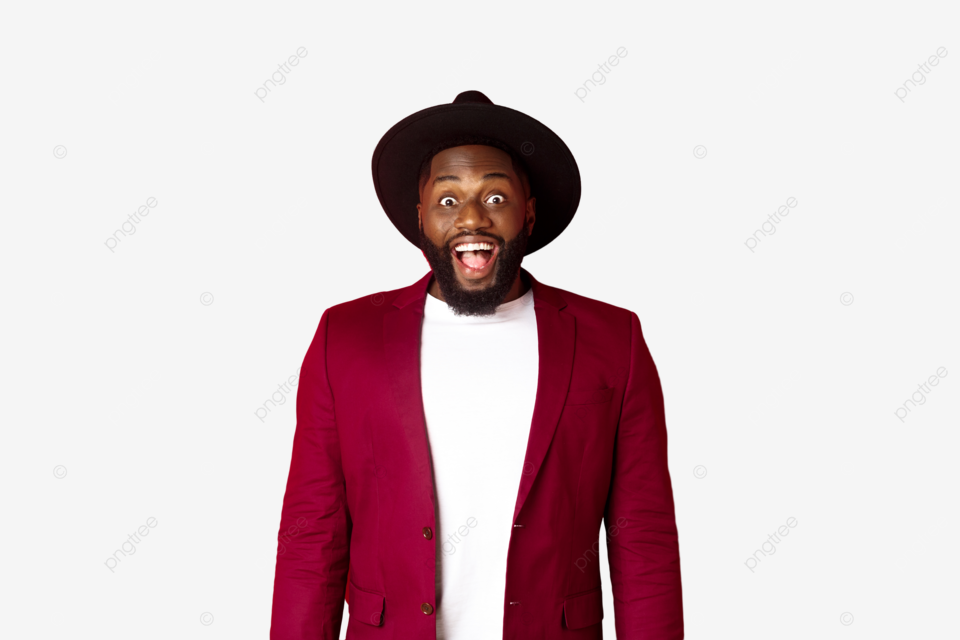 African american man in fancy hat excited for new year promo hat party handsome png transparent image and clipart for free download