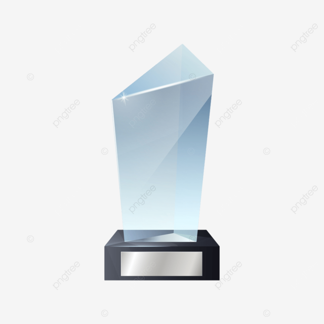 Award trophy clipart transparent background glass trophy d vector template with award victory base crystal png image for free download