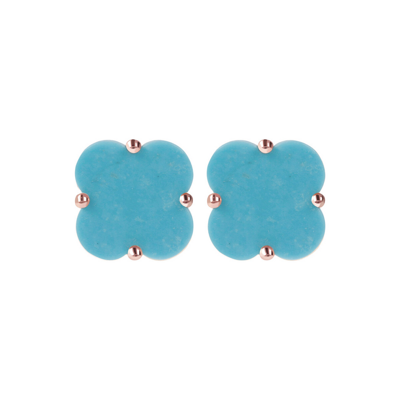 Stud earrings with natural stone flower