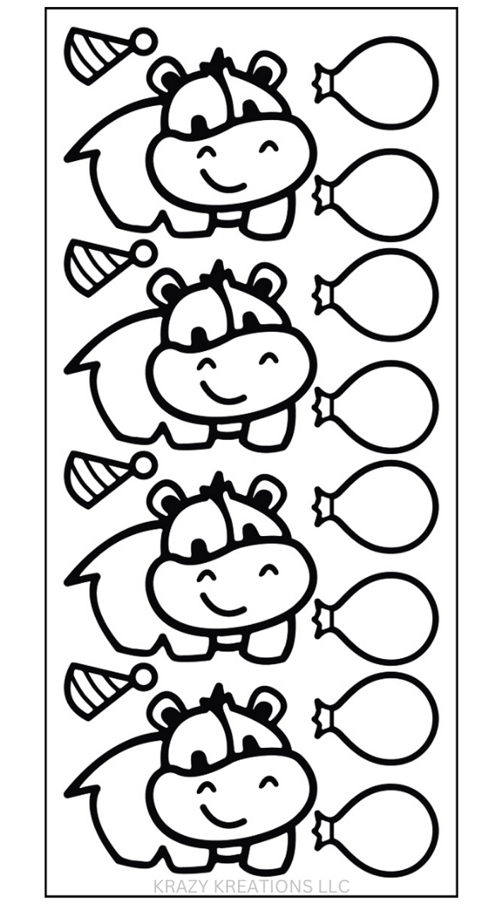 Krazy kreations cute hippo outline sticker