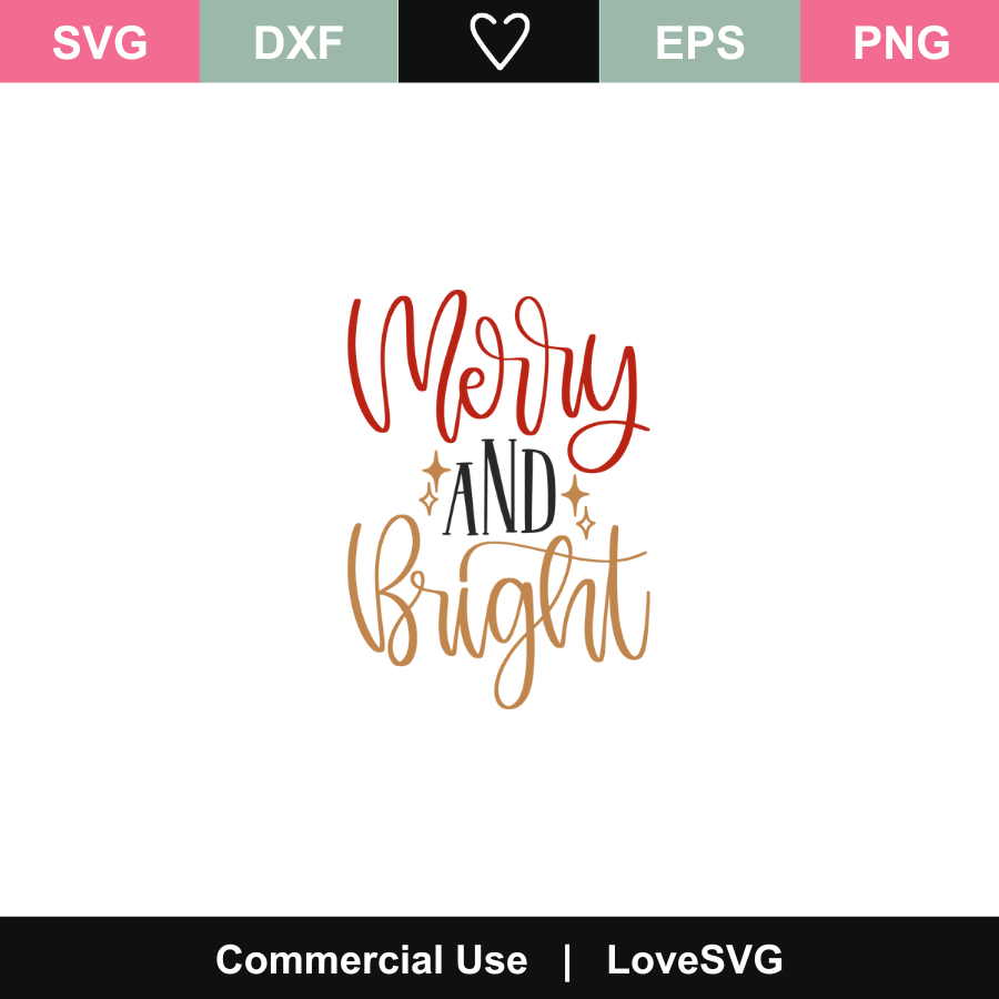 Merry and bright svg cut file