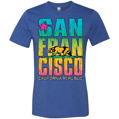 San francisco california neon rainbow asst colors mens lightweight fit