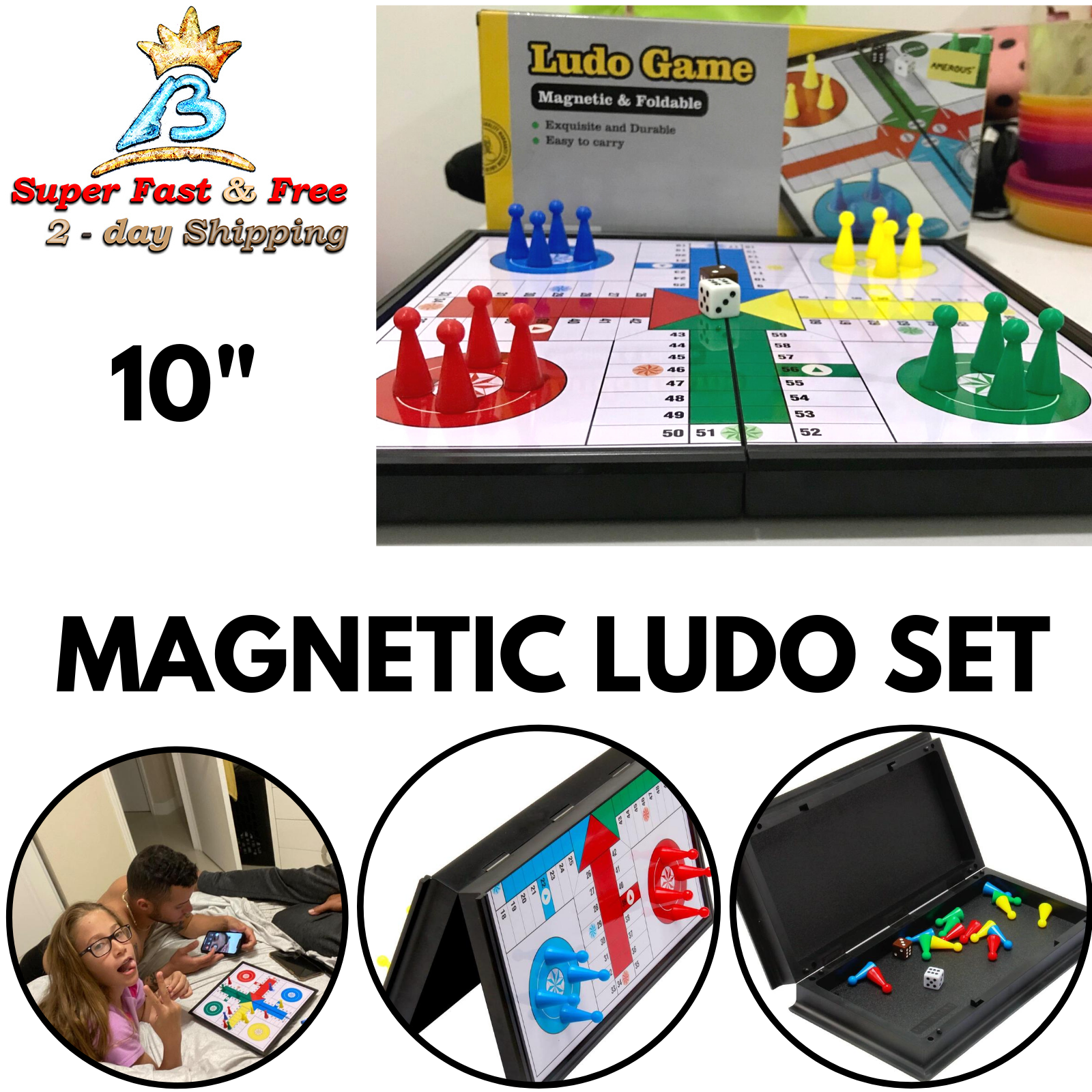 Portatil juego de parchis ludo set para familia y amigos travel board game