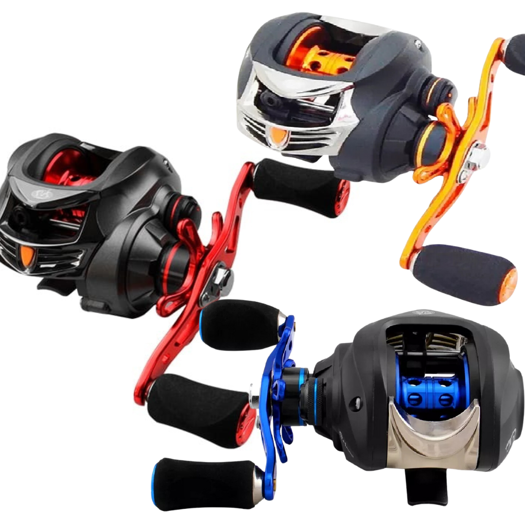 Carretilha de pesca albatroz python rolamentos azul amarelo vermelho