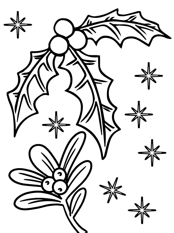Christmas mistletoe design coloring page