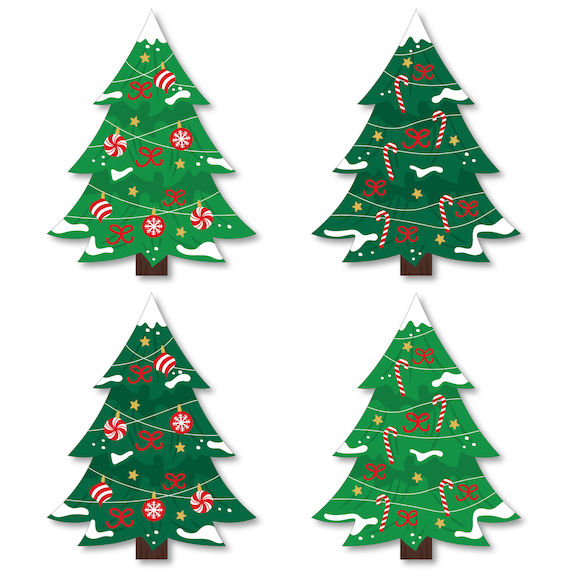 Snowy christmas trees diy shaped classic holiday party