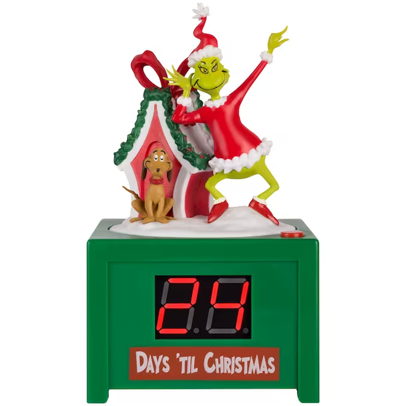 Musical talking grinch max days til christmas countdown clock table decor