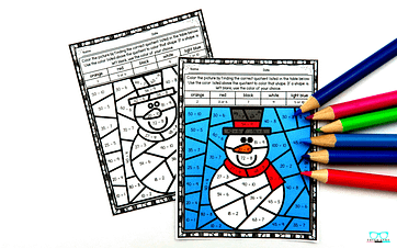 Color by number christmas division worksheets
