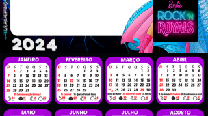 Calendãrio barbie rainhas do rock moldura png